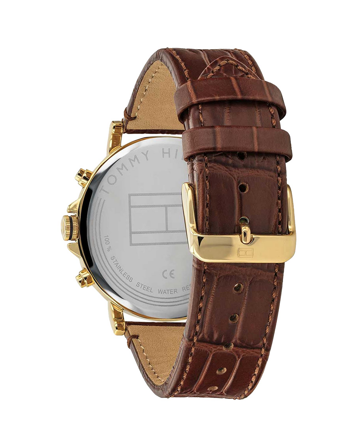 Tommy Hilfiger Daniel 1710380 watch, angled view showing calfskin leather strap