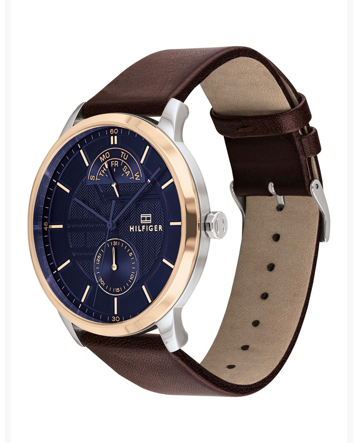 Tommy Hilfiger Hunter 1791605 blue dial watch with brown leather strap