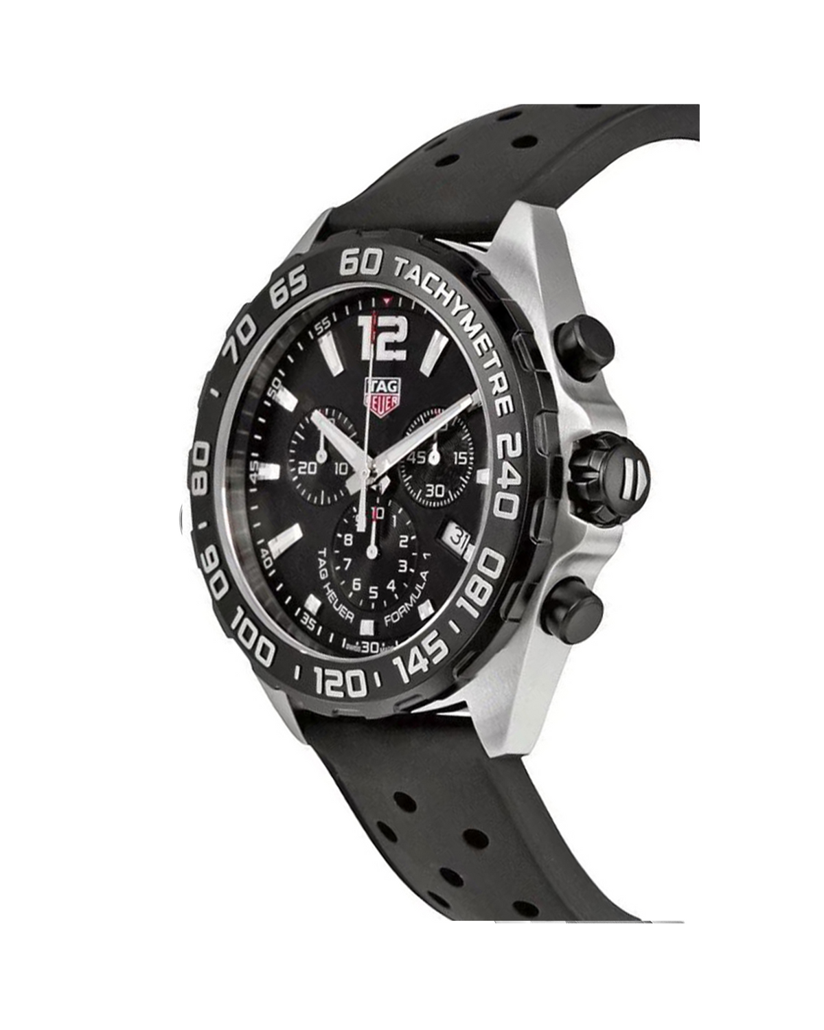 TAG Heuer Formula 1 Chronograph CAZ1010.FT8024 - side profile showing black rubber strap