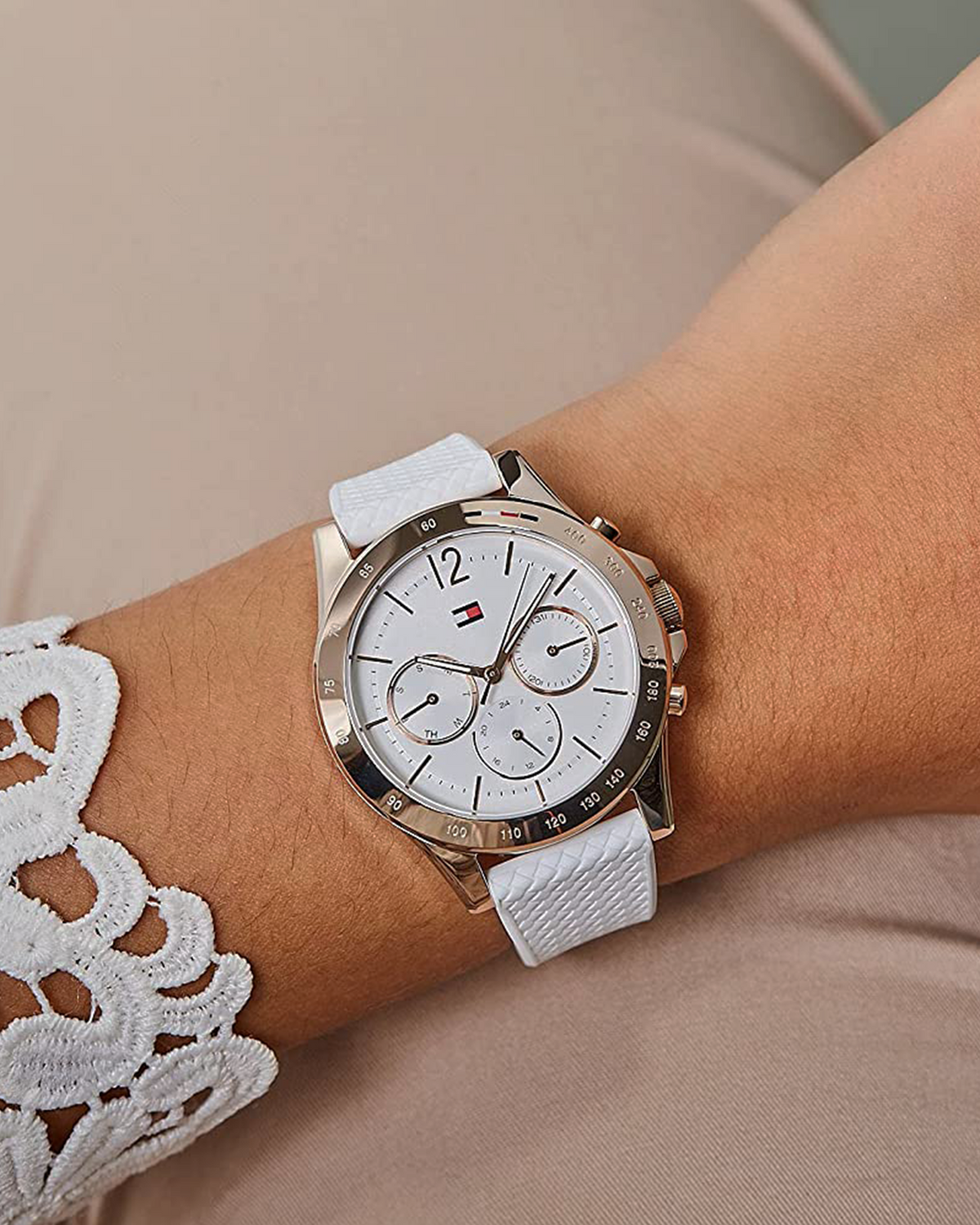 Tommy Hilfiger Haven 1782199 white dial watch with white silicone strap