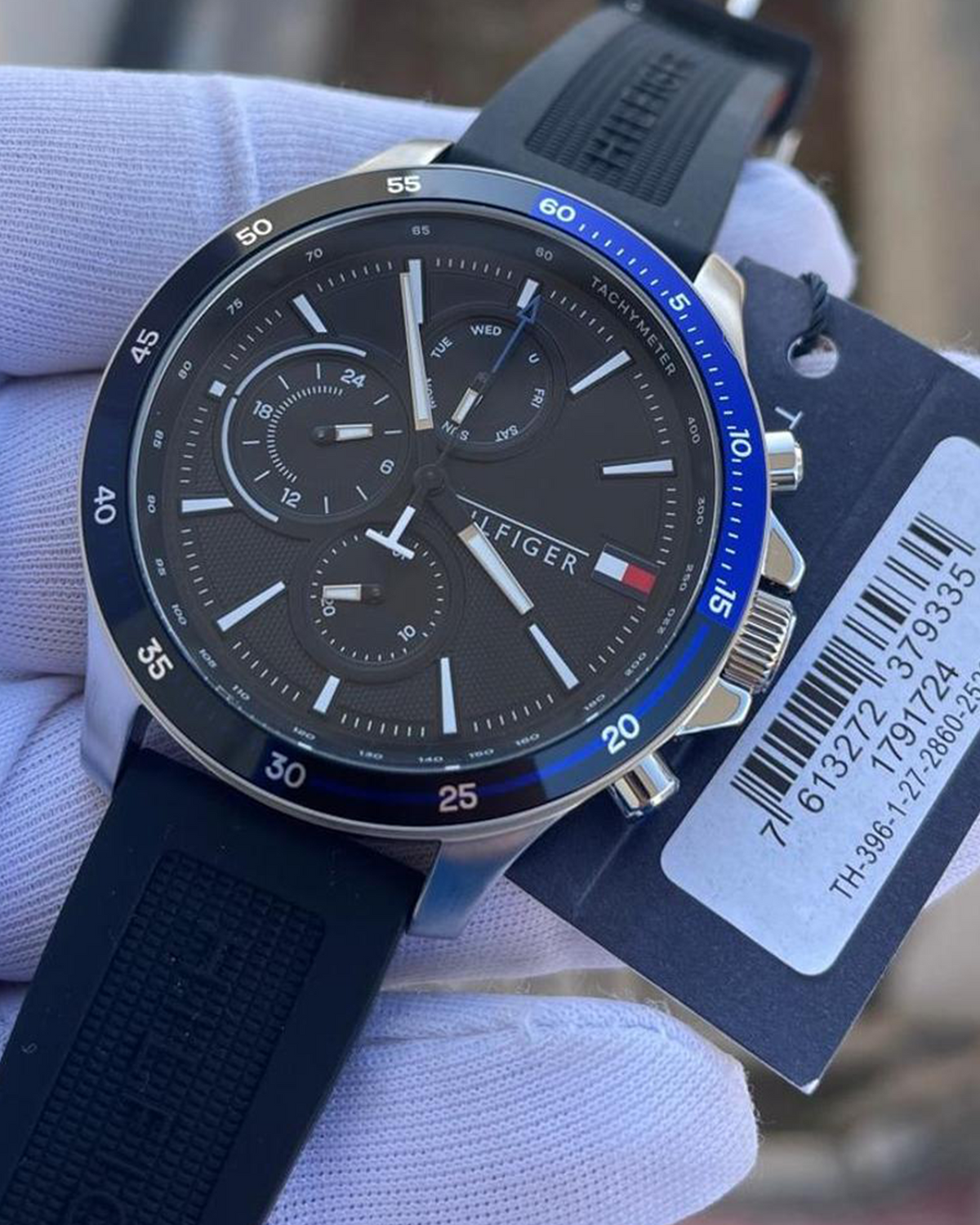 Tommy Hilfiger Brad 1791724 stainless steel watch with black dial and silicone strap