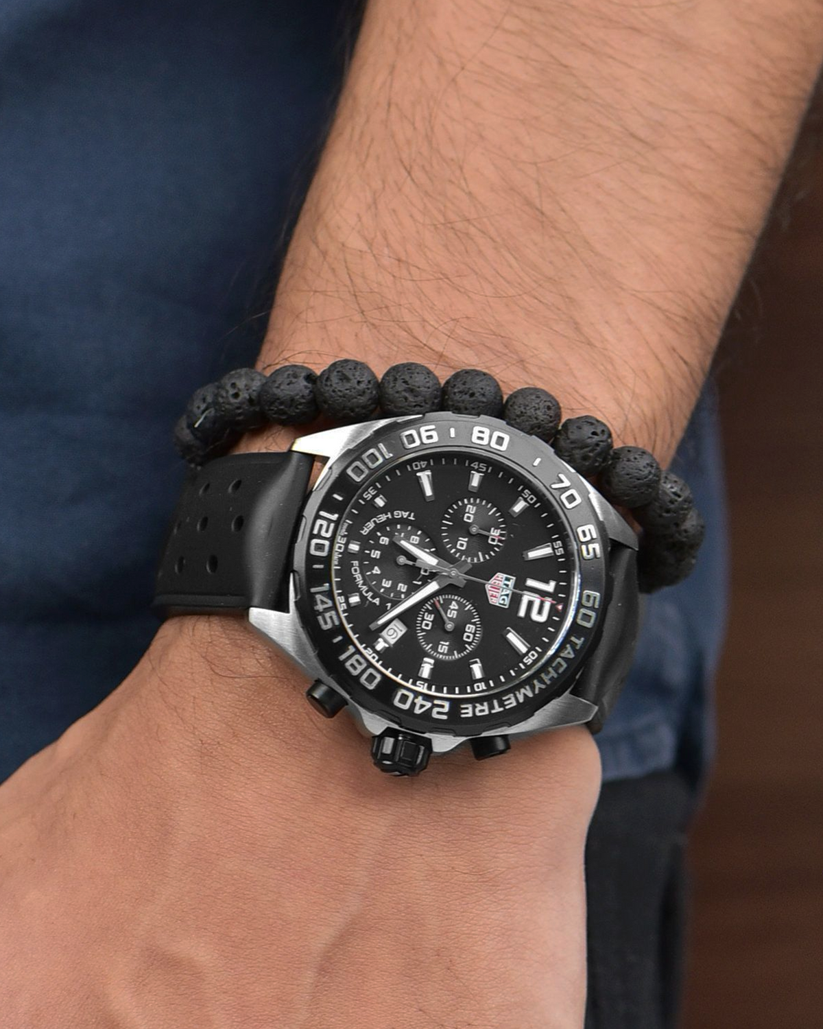 TAG Heuer Formula 1 Chronograph CAZ1010.FT8024 - close-up of chronograph sub-dials and tachymeter bezel