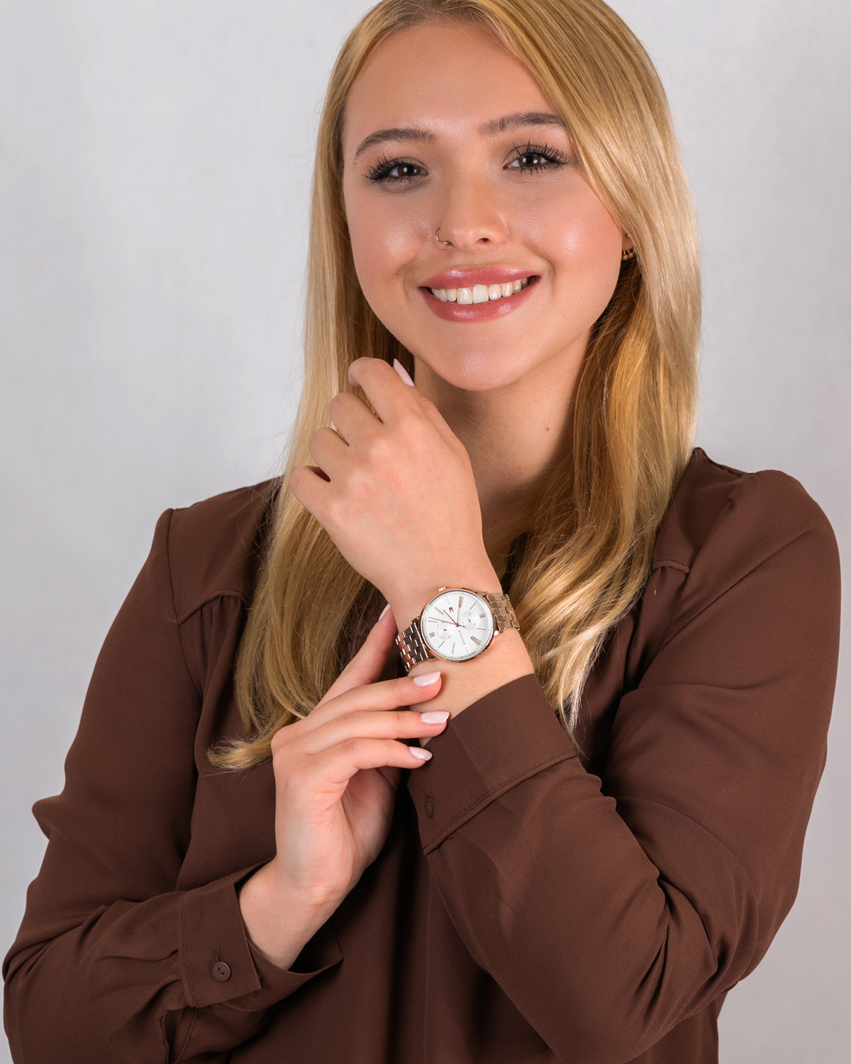 Tommy Hilfiger Jenna 1782070 rose gold-tone watch with stainless steel bracelet
