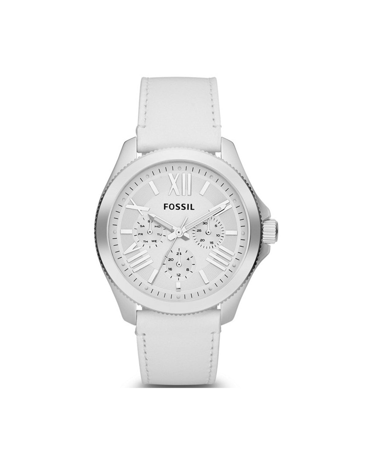 Fossil Cecile Multifunction AM4484 (40mm, Silver-Tone, White Leather)