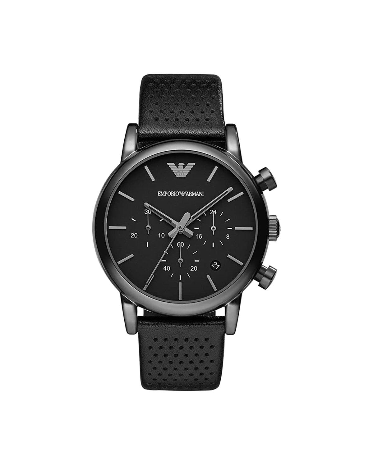 Emporio Armani AR1737 men's watch with black dial and stainless steel case — front view