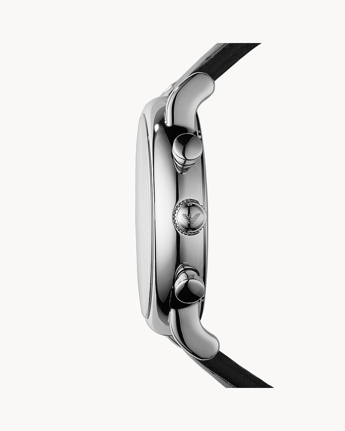 Emporio Armani AR1828 men's watch with black dial and stainless steel case — angle view