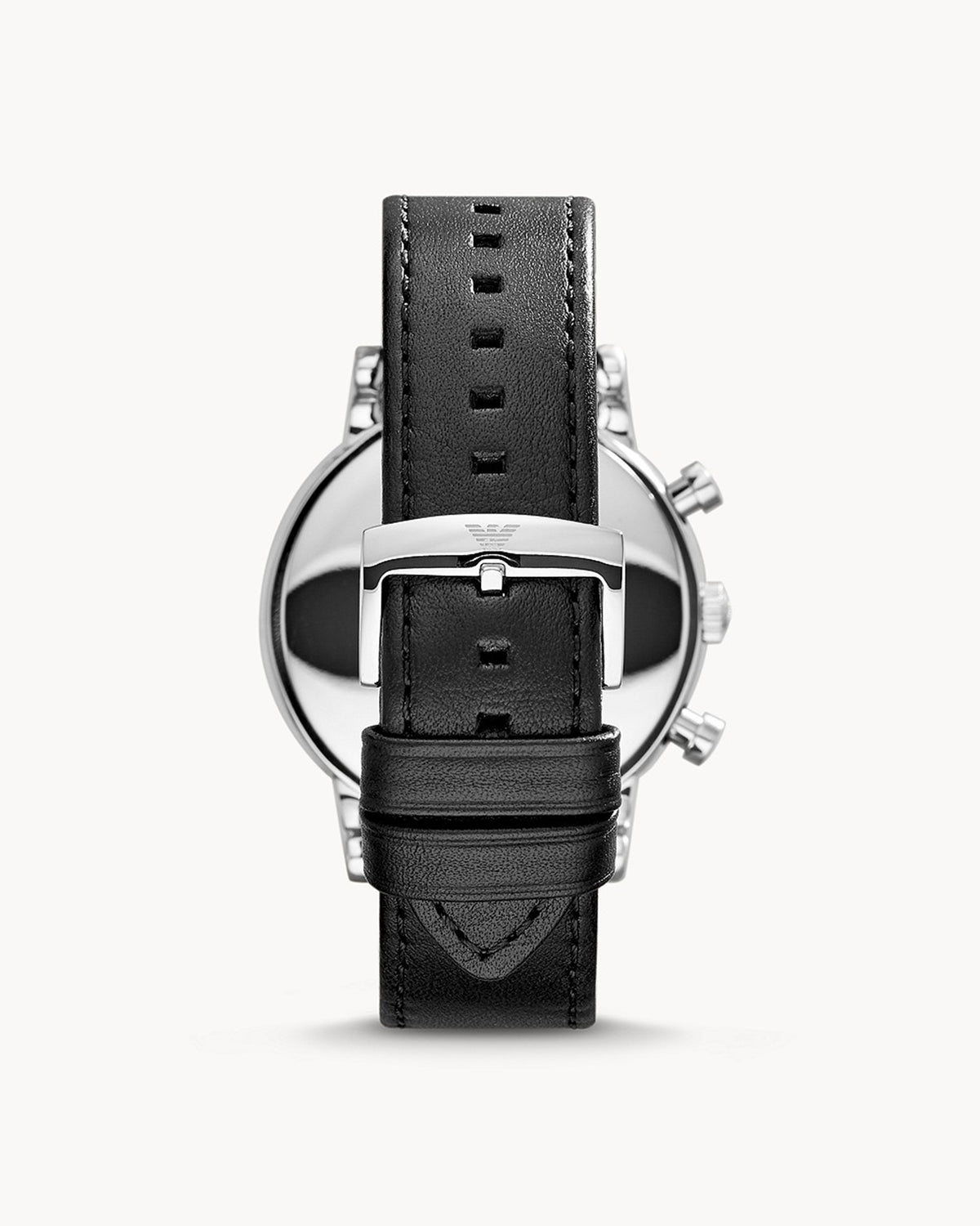 Emporio Armani AR1828 men's watch with black dial and stainless steel case — case detail