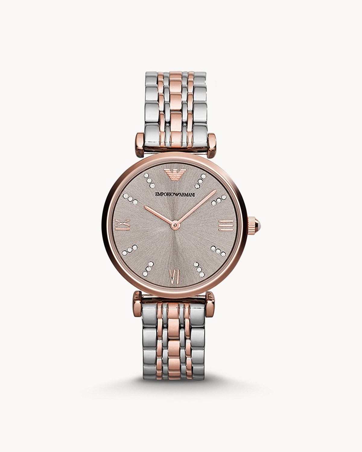 Emporio Armani AR1840 women's watch with black dial and stainless steel case — front view