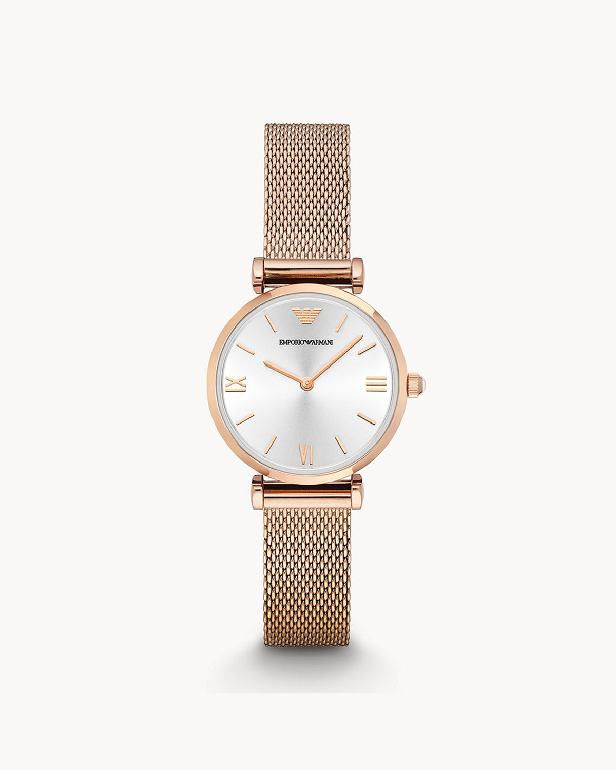 Emporio Armani AR1956 women's watch with white dial and stainless steel case — front view