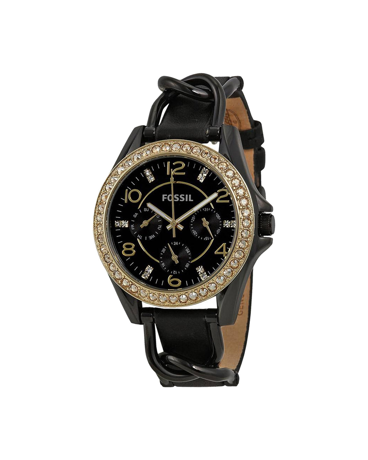 Fossil Riley ES3696 (38mm, Black and Gold-Tone)