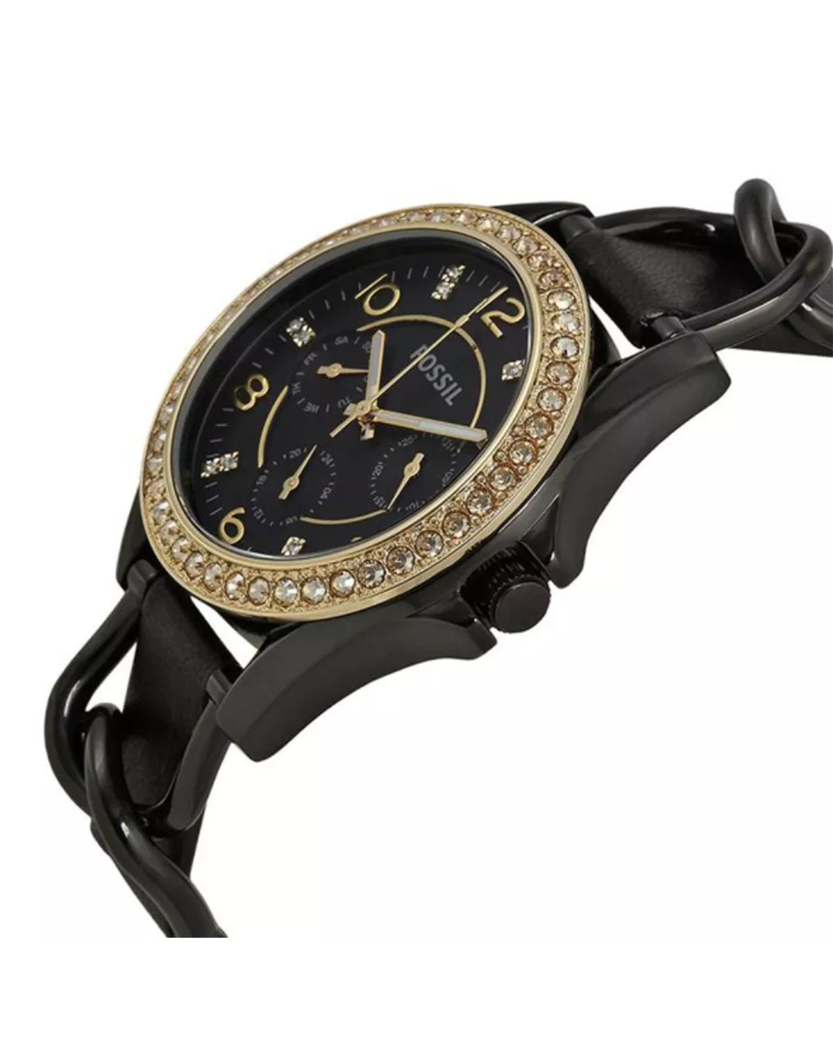 Fossil Riley ES3696 (38mm, Black and Gold-Tone)