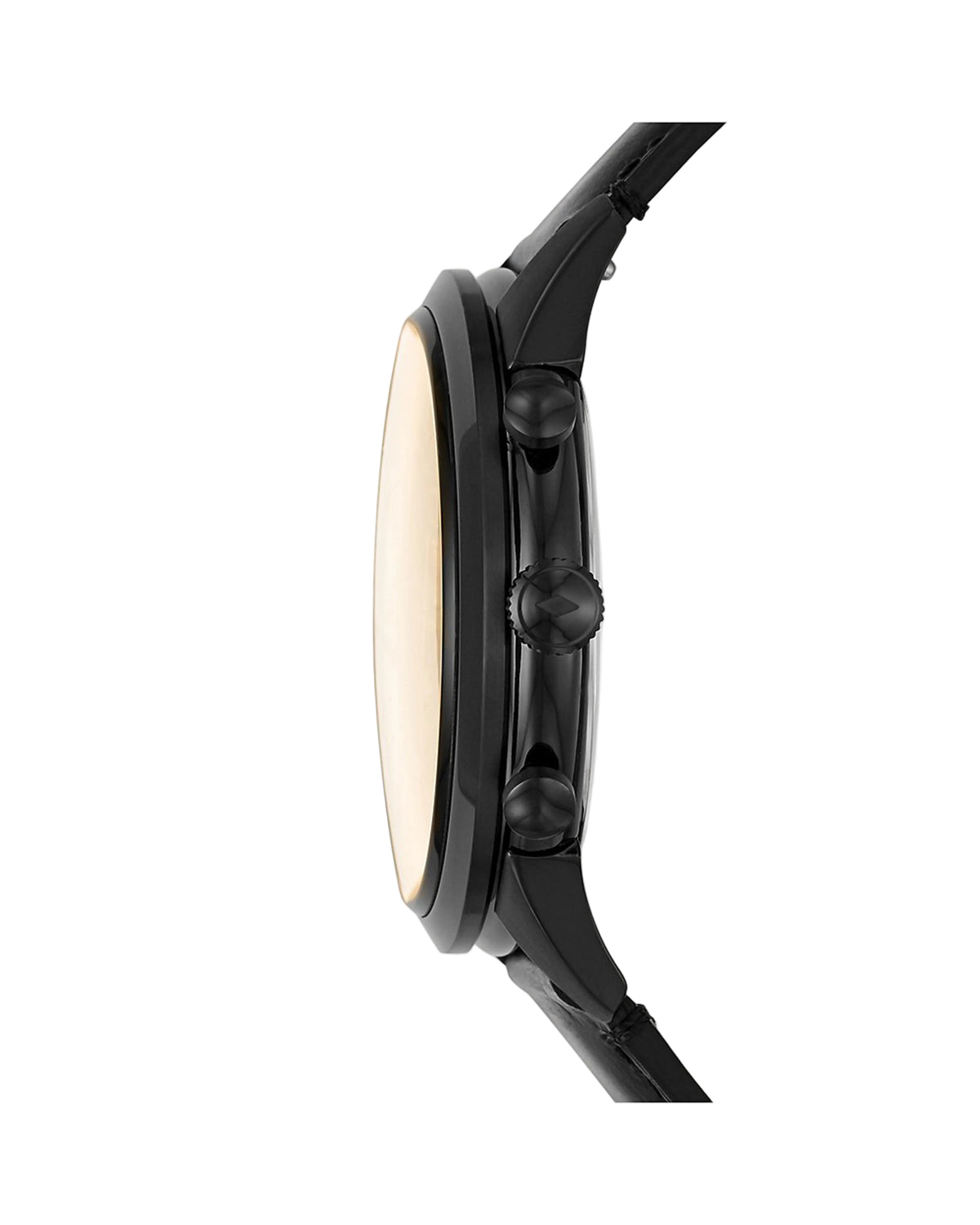 Fossil Townsman FS5585 watch, side view showing case profile and leather strap