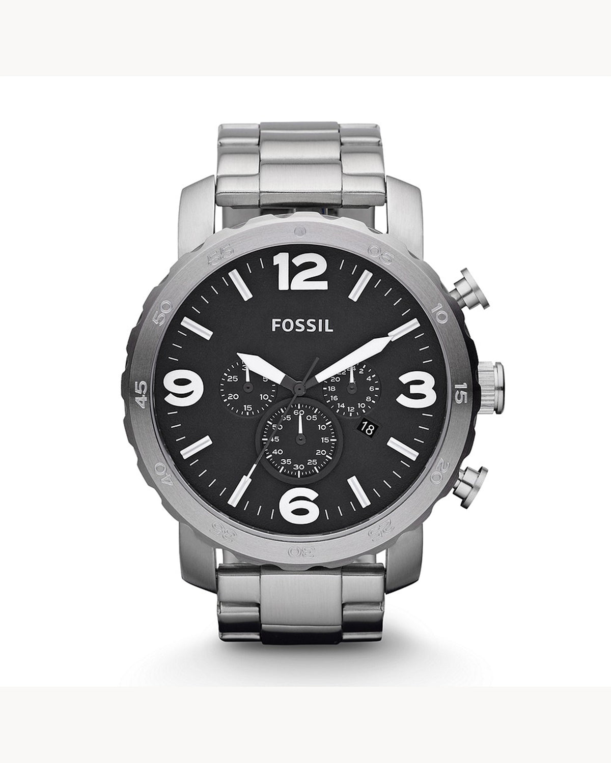 Fossil Nate Chronograph JR1353 (50mm, Silver-Tone)