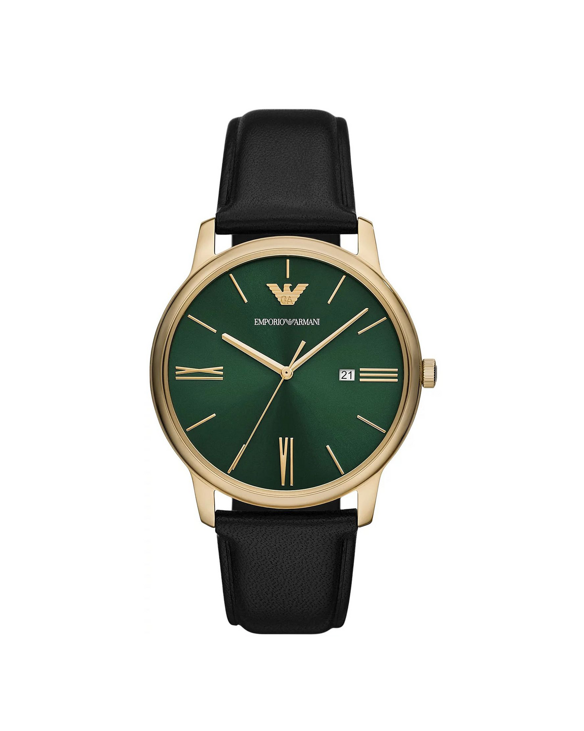 Emporio Armani Minimalist AR11601 watch, front view of green dial
