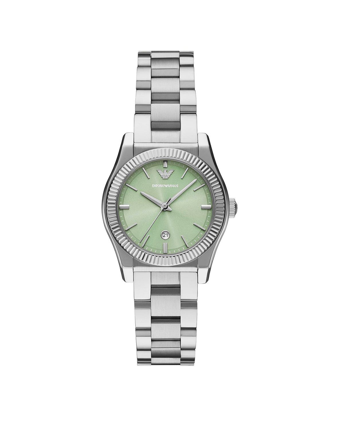 Emporio Armani Federica AR11656 watch, front view of mint-green dial
