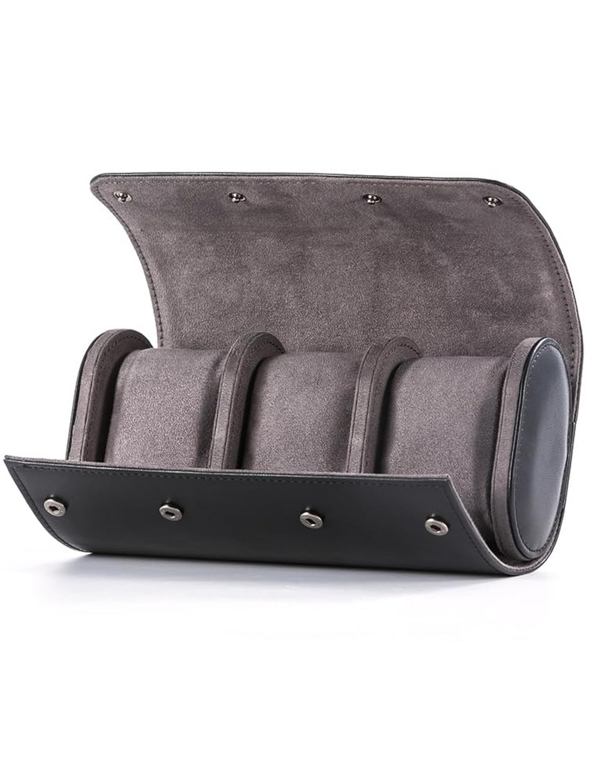 GZ Leather 3-Watch Roll in Gray