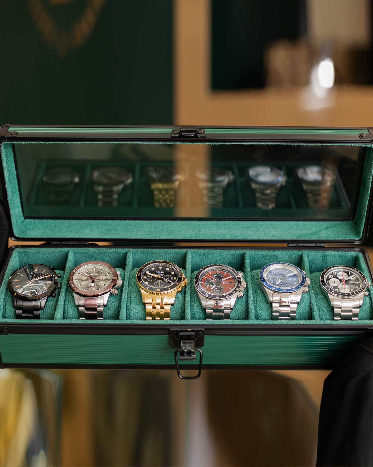 Tanti Glass 6-Watch Display Case in Green