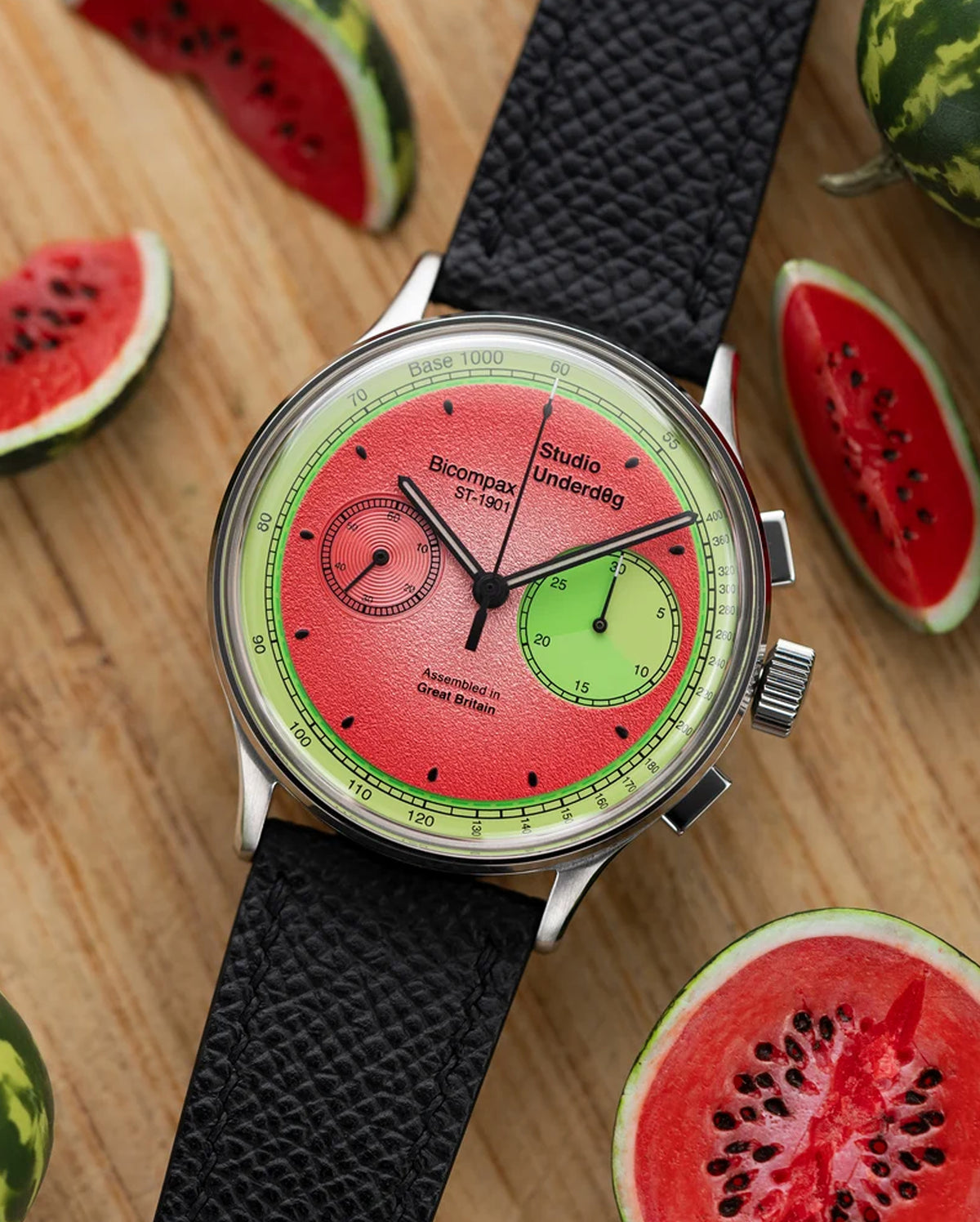 Studio Underd0g 01SERIES Watermel0n Gen3 watch - wrist shot