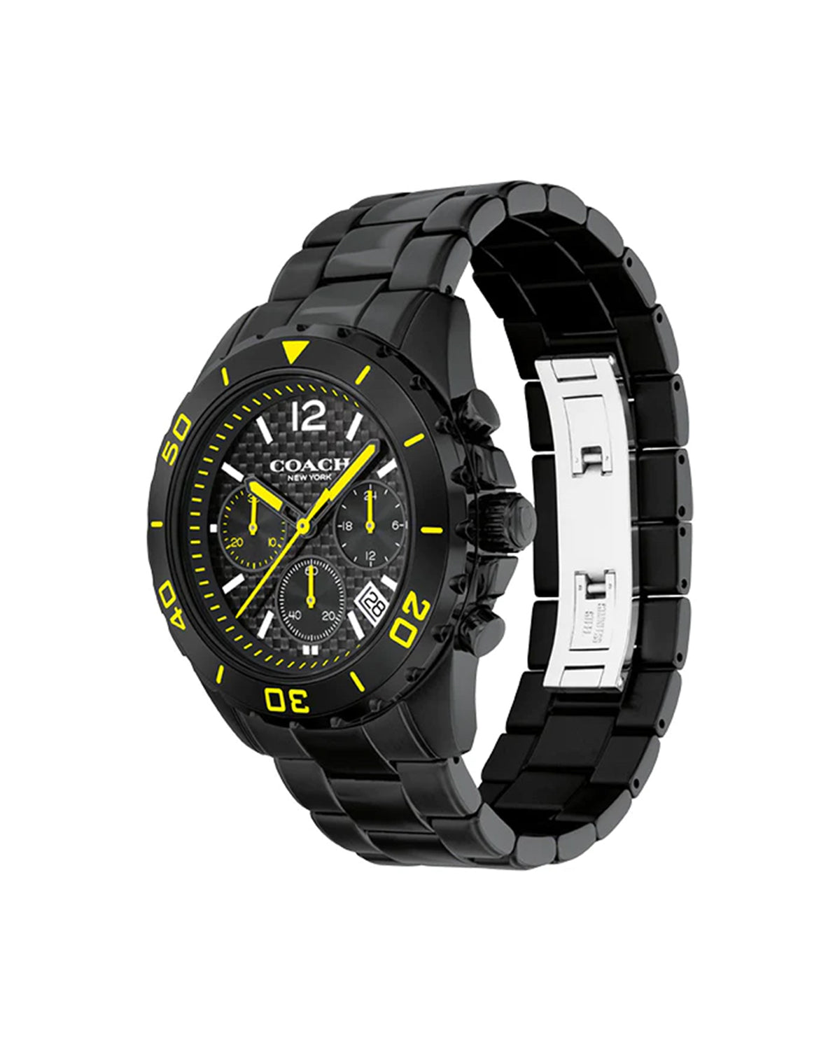 Coach Kent Chronograph 14602563 black bracelet watch – angled view