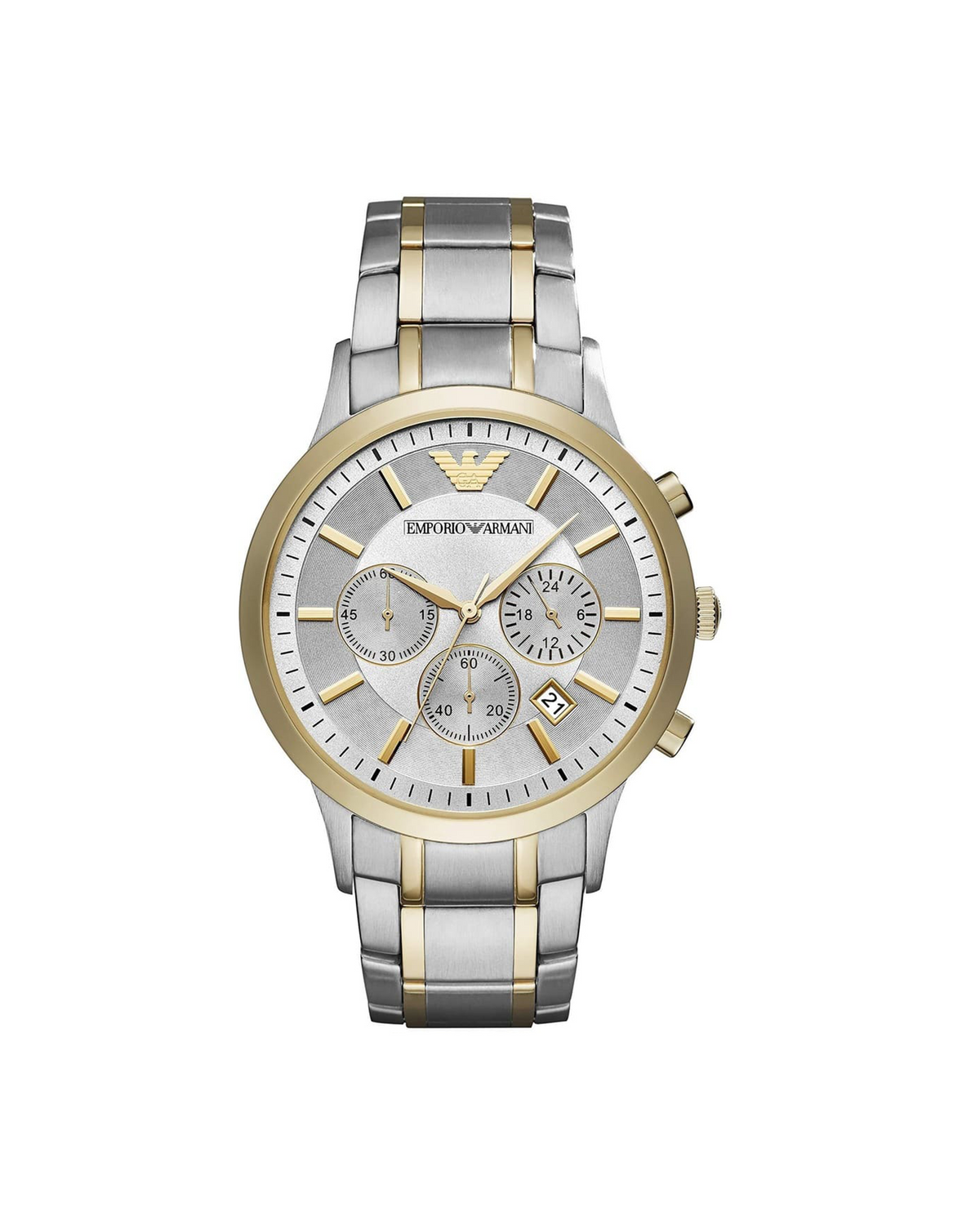 Emporio Armani AR11076 men's chronograph watch, gold-tone case, two-tone stainless steel bracelet