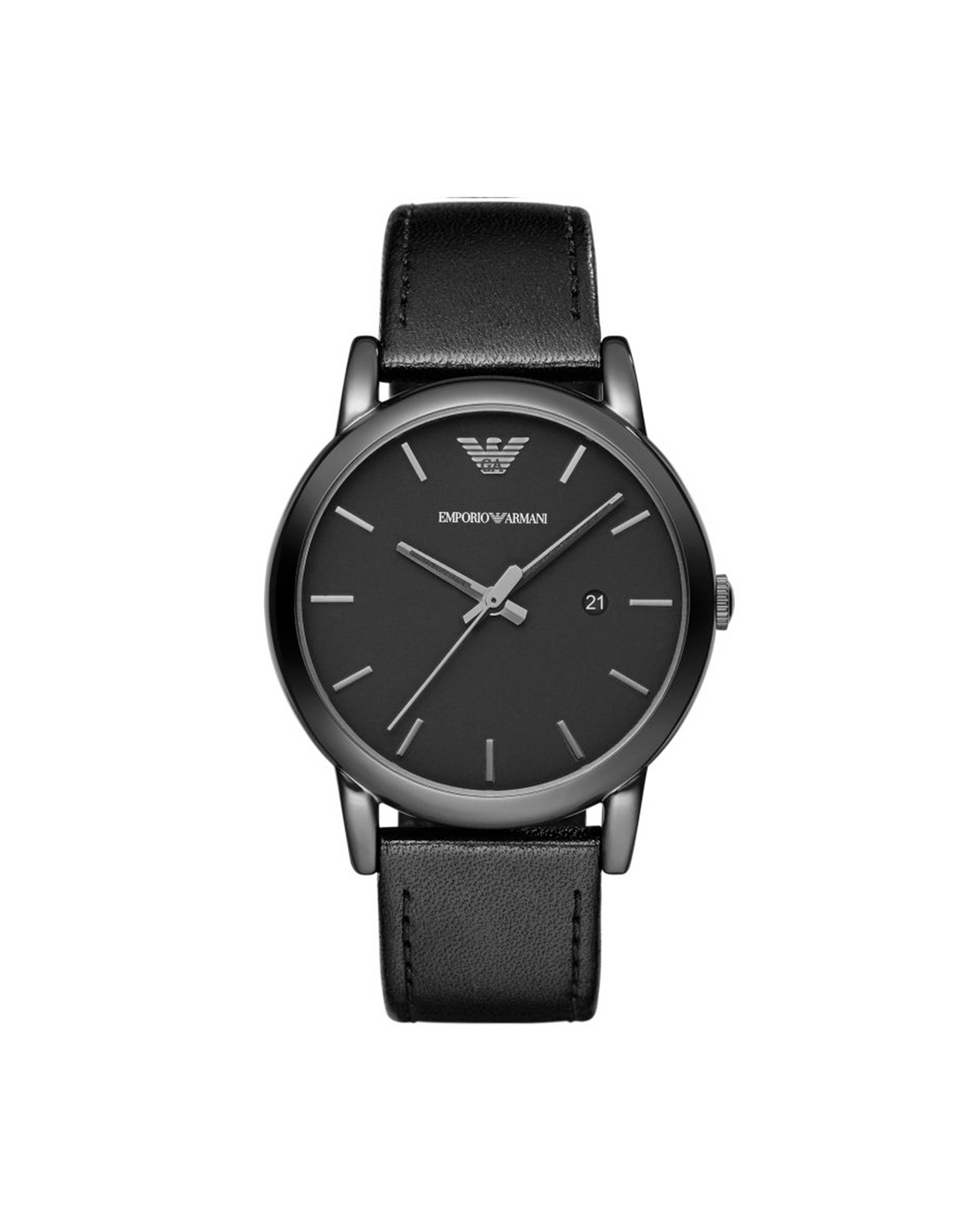 Emporio Armani AR1732 men's watch, black 41mm case, black leather strap