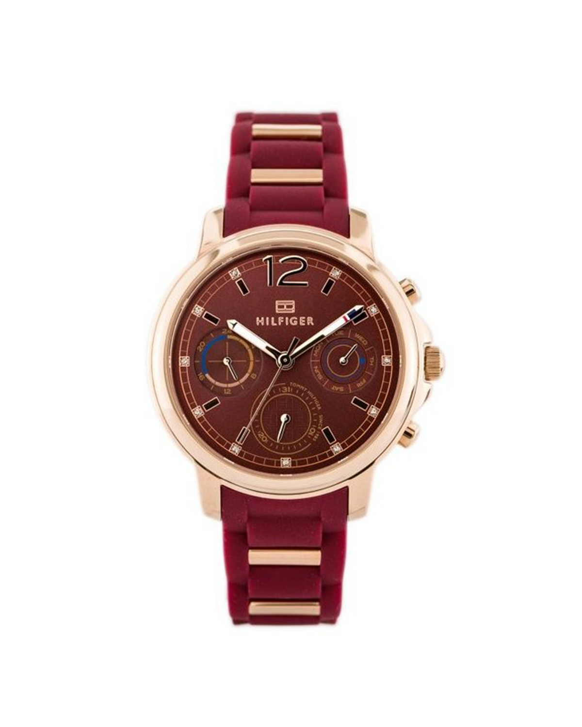 Tommy Hilfiger Claudia 1781744 women's watch with red dial and rubber strap