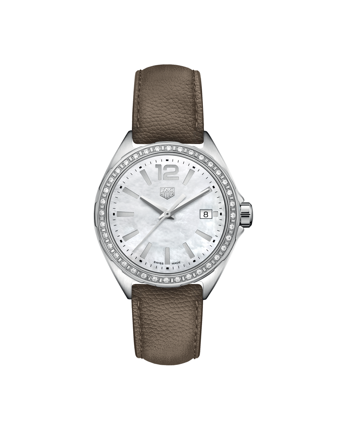 TAG Heuer Formula 1 WBJ131A.FC8255 watch, mother-of-pearl dial, brown leather strap - front view