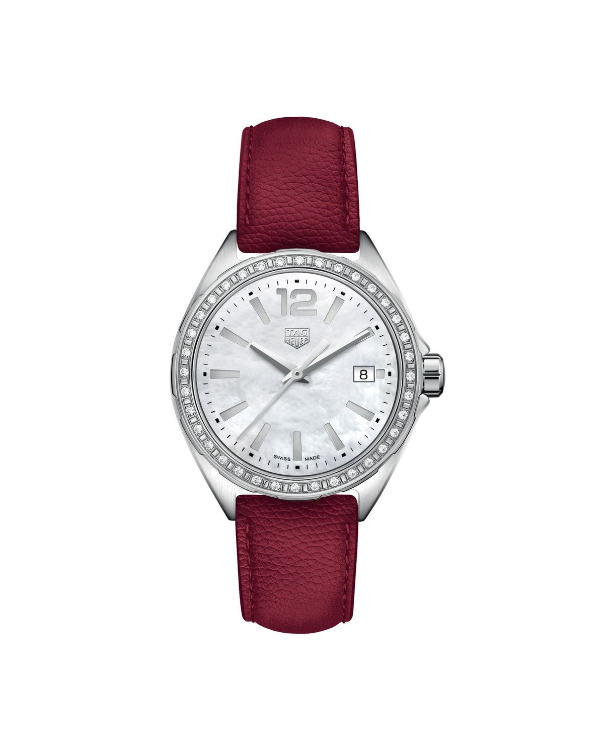 TAG Heuer Formula 1 WBJ131A.FC8253 watch, mother-of-pearl dial, red leather strap - front view