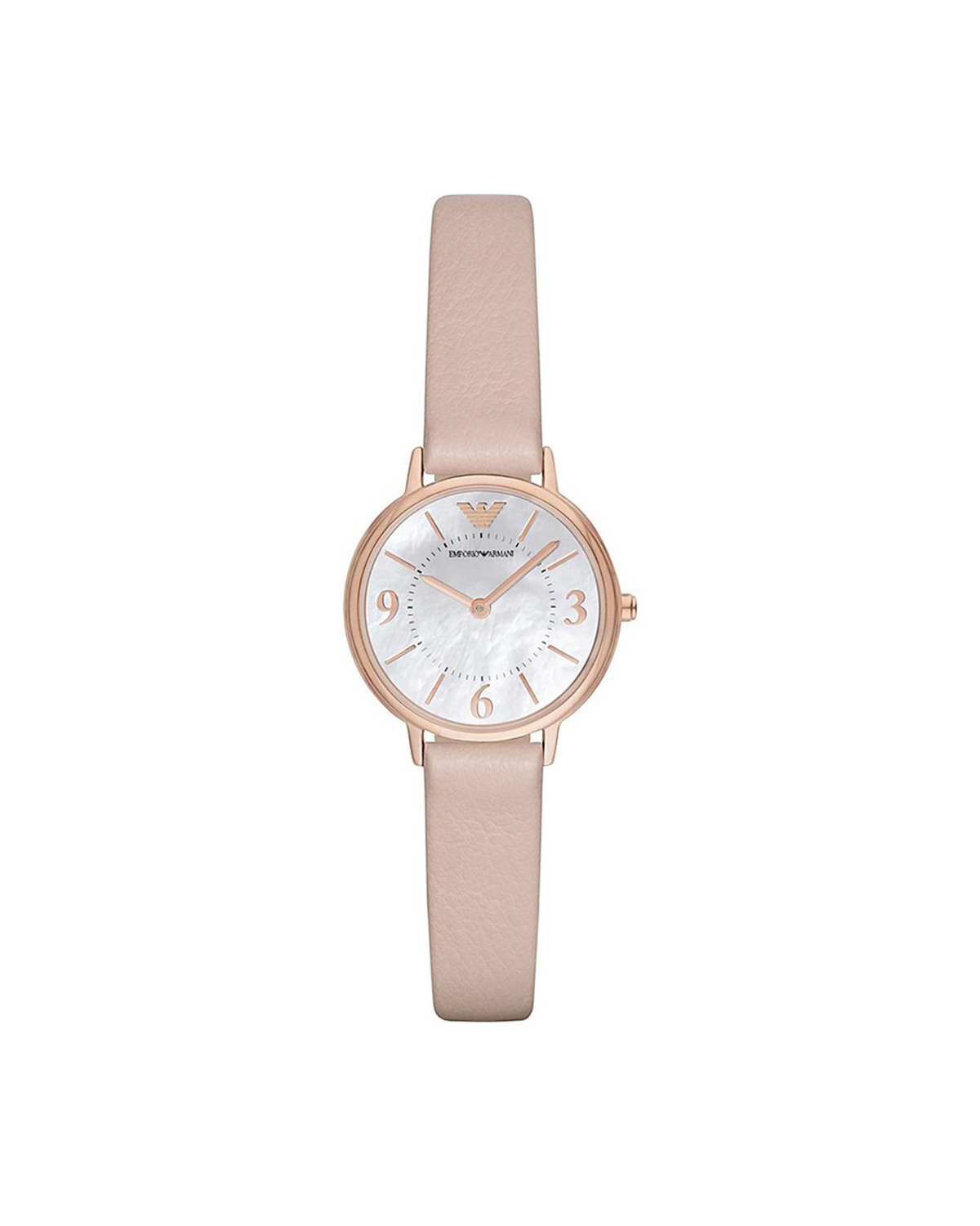 Emporio Armani AR2512 women's dress watch, rose-gold case, beige leather strap