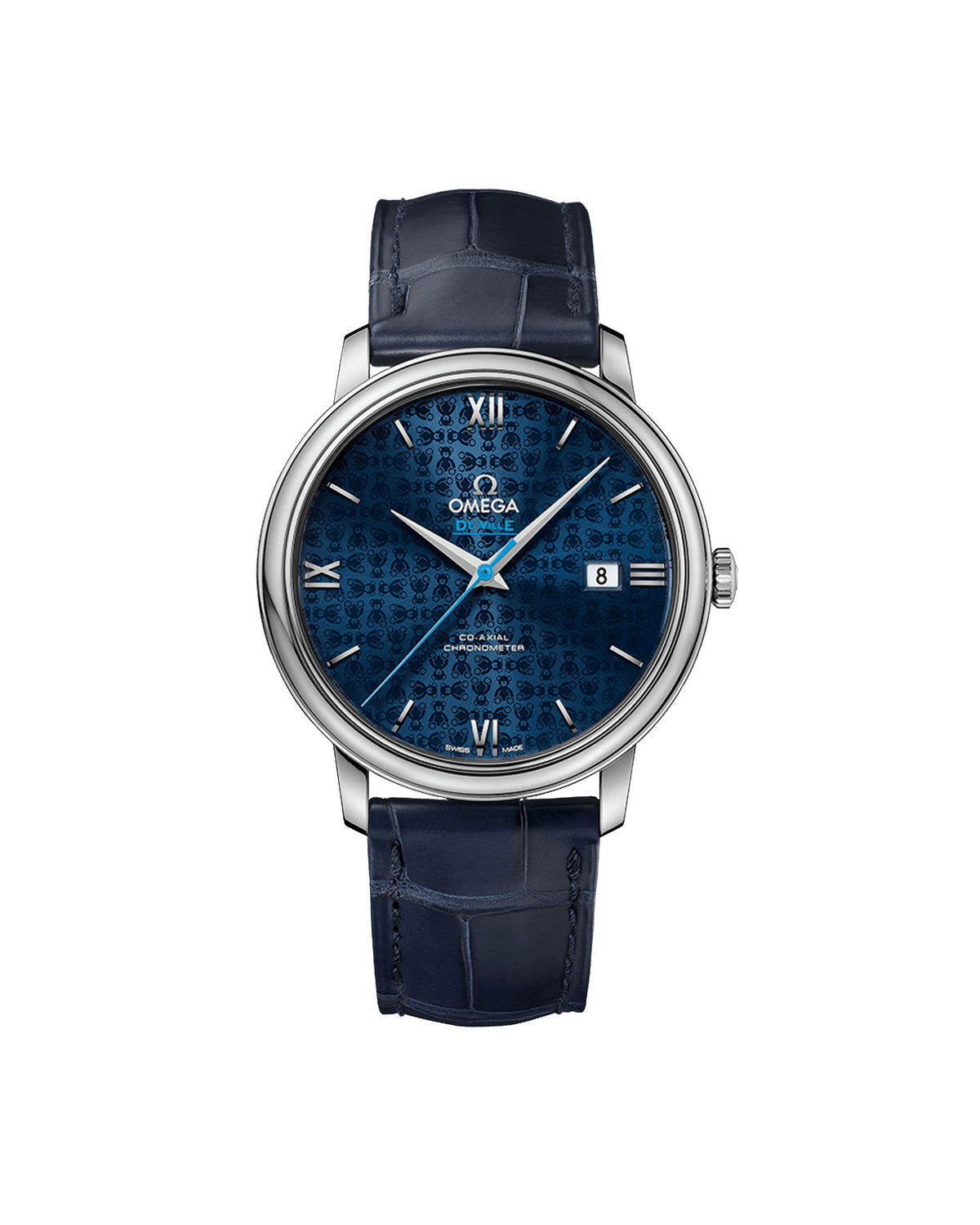 Omega De Ville Prestige Orbis 424.13.40.20.03.003 - blue dial with leather strap, front view
