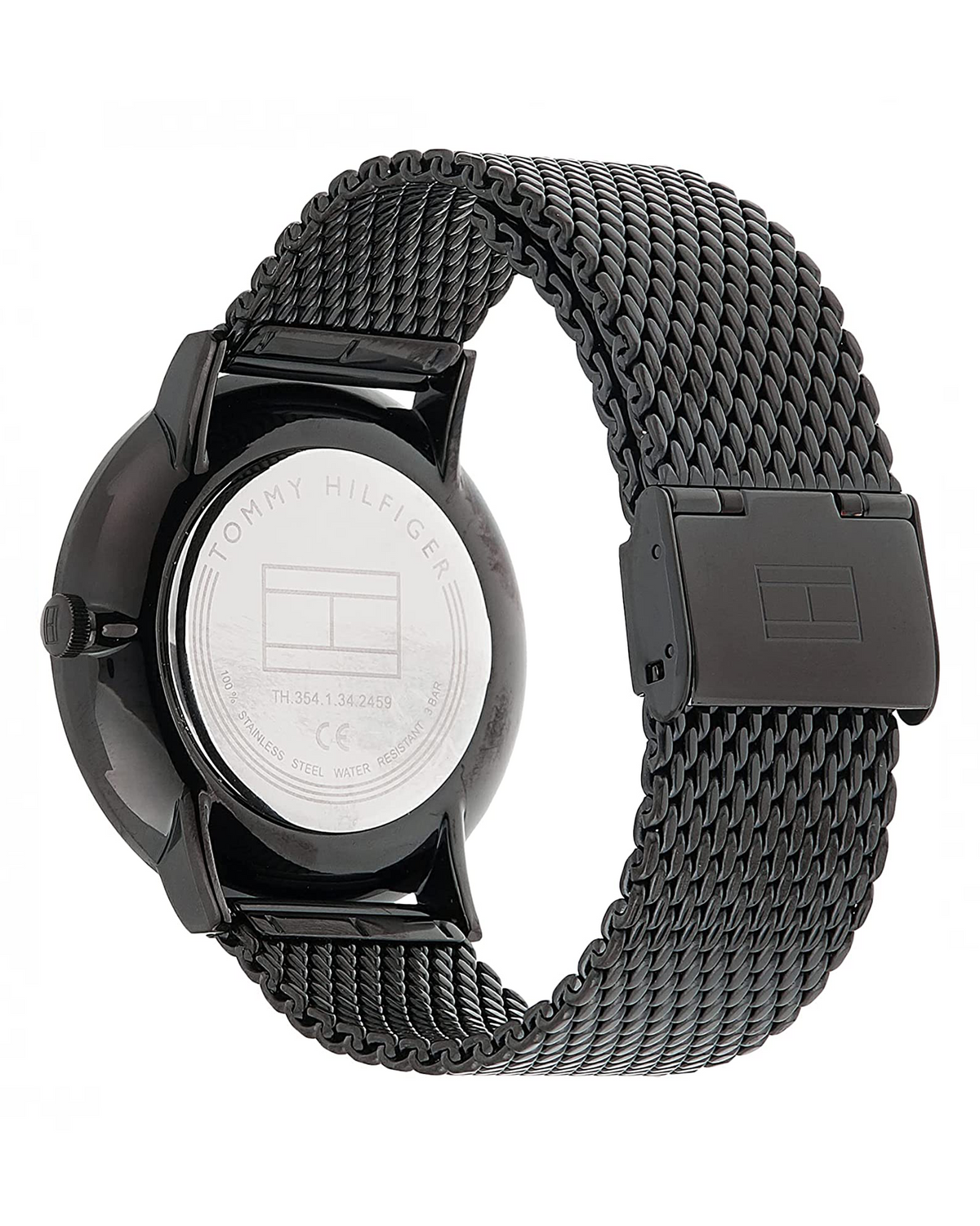 Tommy Hilfiger Brooklyn 1791507 watch with black dial and stainless steel mesh bracelet