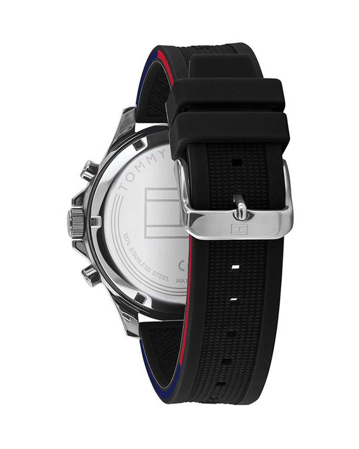 Tommy Hilfiger Brad 1791724 stainless steel watch with black dial and silicone strap