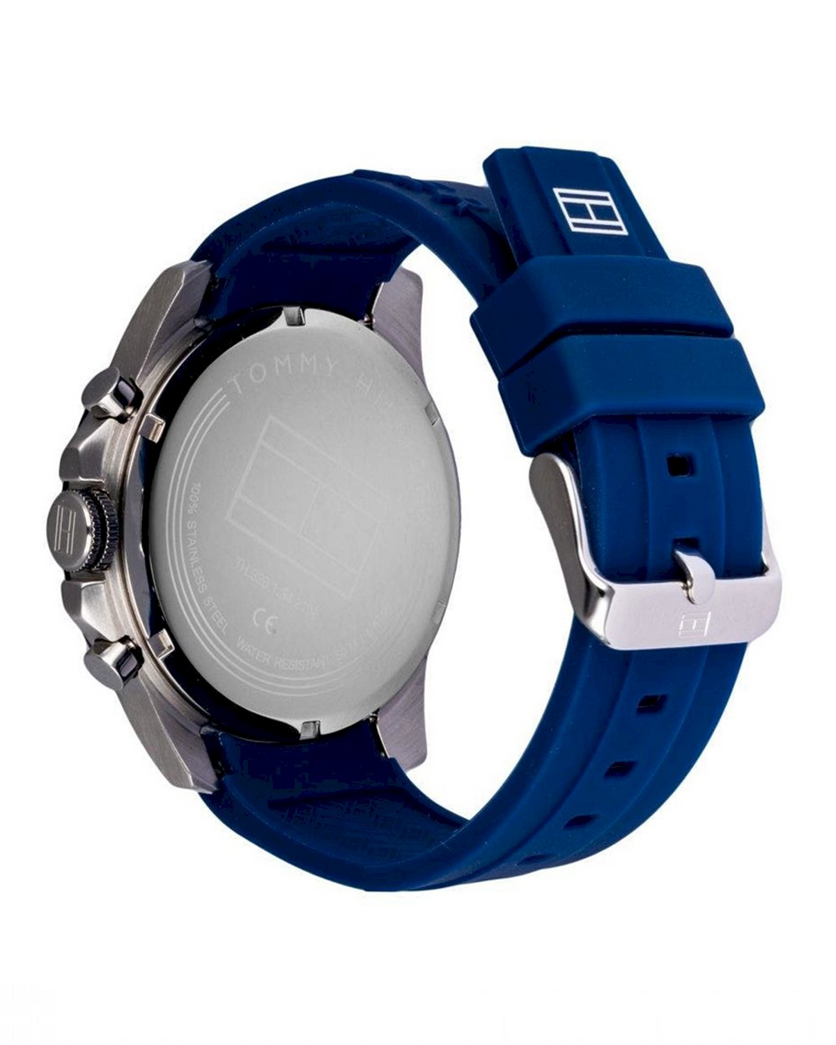 Tommy Hilfiger Decker 1791350 men's stainless steel watch with silver dial and silicone strap