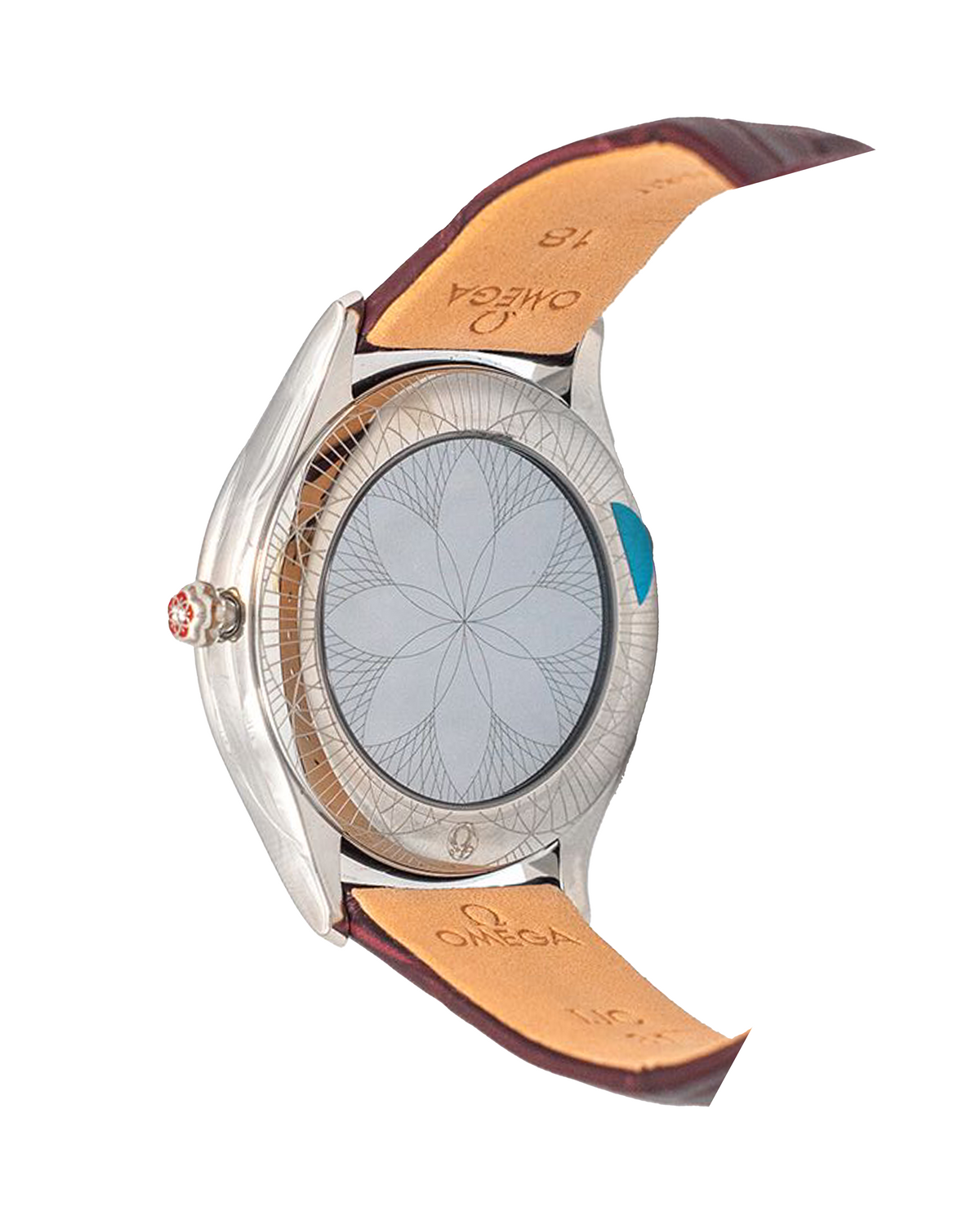 Omega De Ville Tresor Quartz 428.18.36.60.11.001 - leather strap and case detail