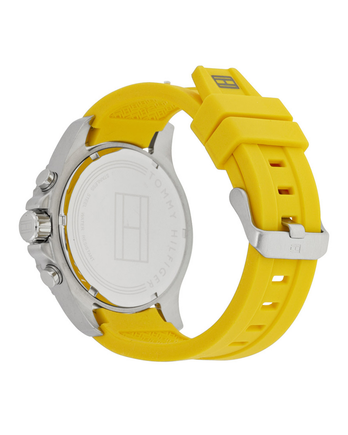 Tommy Hilfiger 1791144 — multifunction watch with dark grey dial and yellow silicone strap