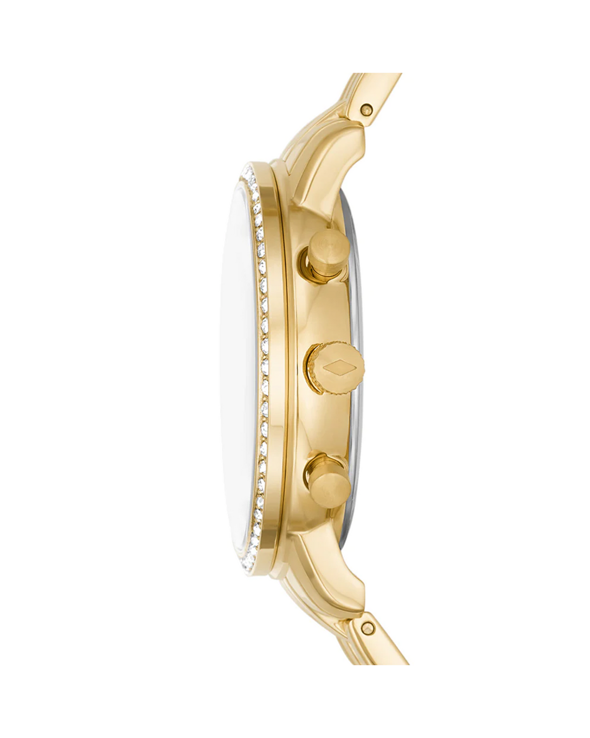 Fossil Neutra Chronograph ES5219 gold-tone watch, side view of bracelet and clasp