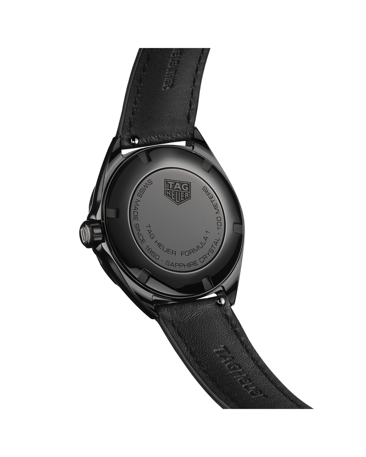 TAG Heuer Formula 1 WBJ1314.FC8230 side view, black PVD case with black leather strap