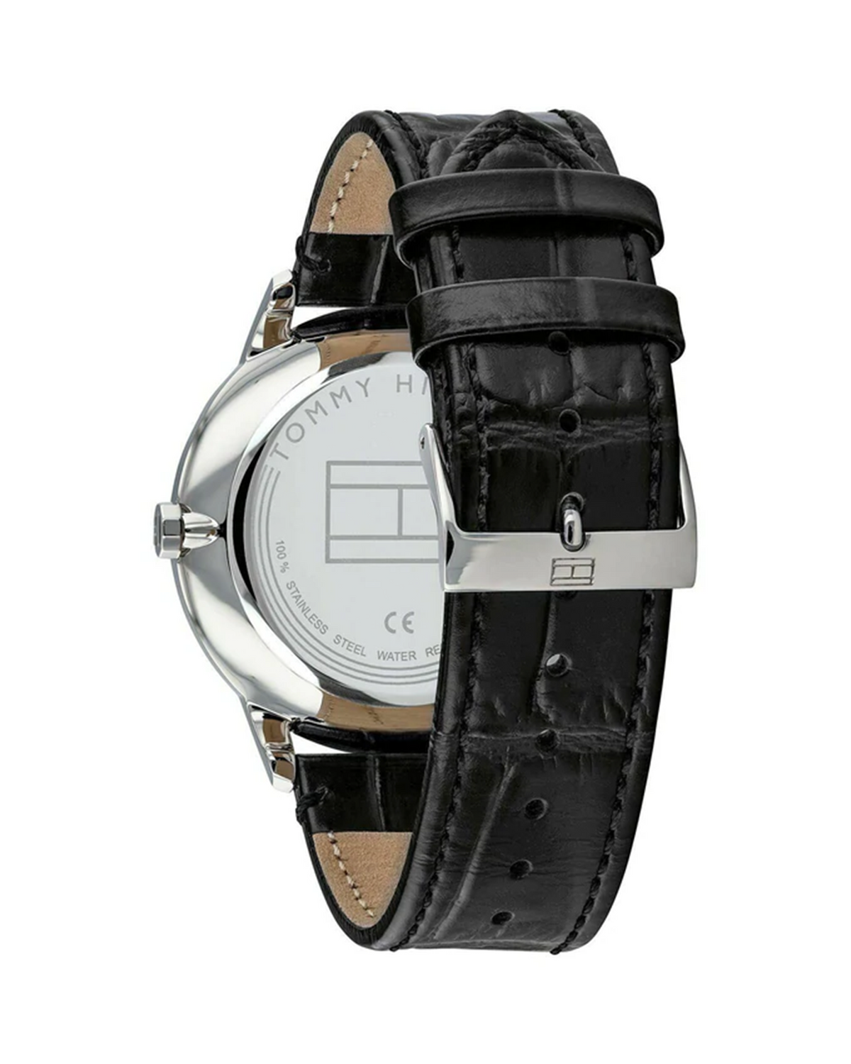 Tommy Hilfiger Brad 1710391 stainless steel watch with black dial and leather strap