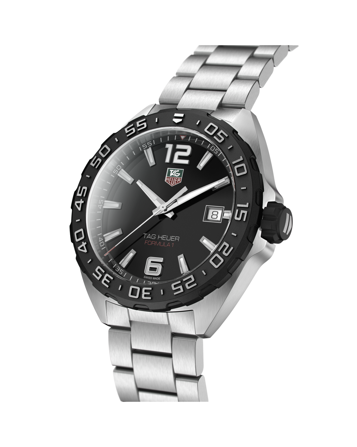TAG Heuer Formula 1 WAZ1110.BA0875 side view, brushed stainless steel bracelet