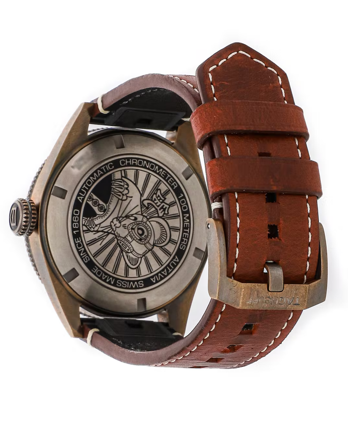TAG Heuer Autavia Chinese New Year WBE5193.FC8300 - maroon leather strap detail