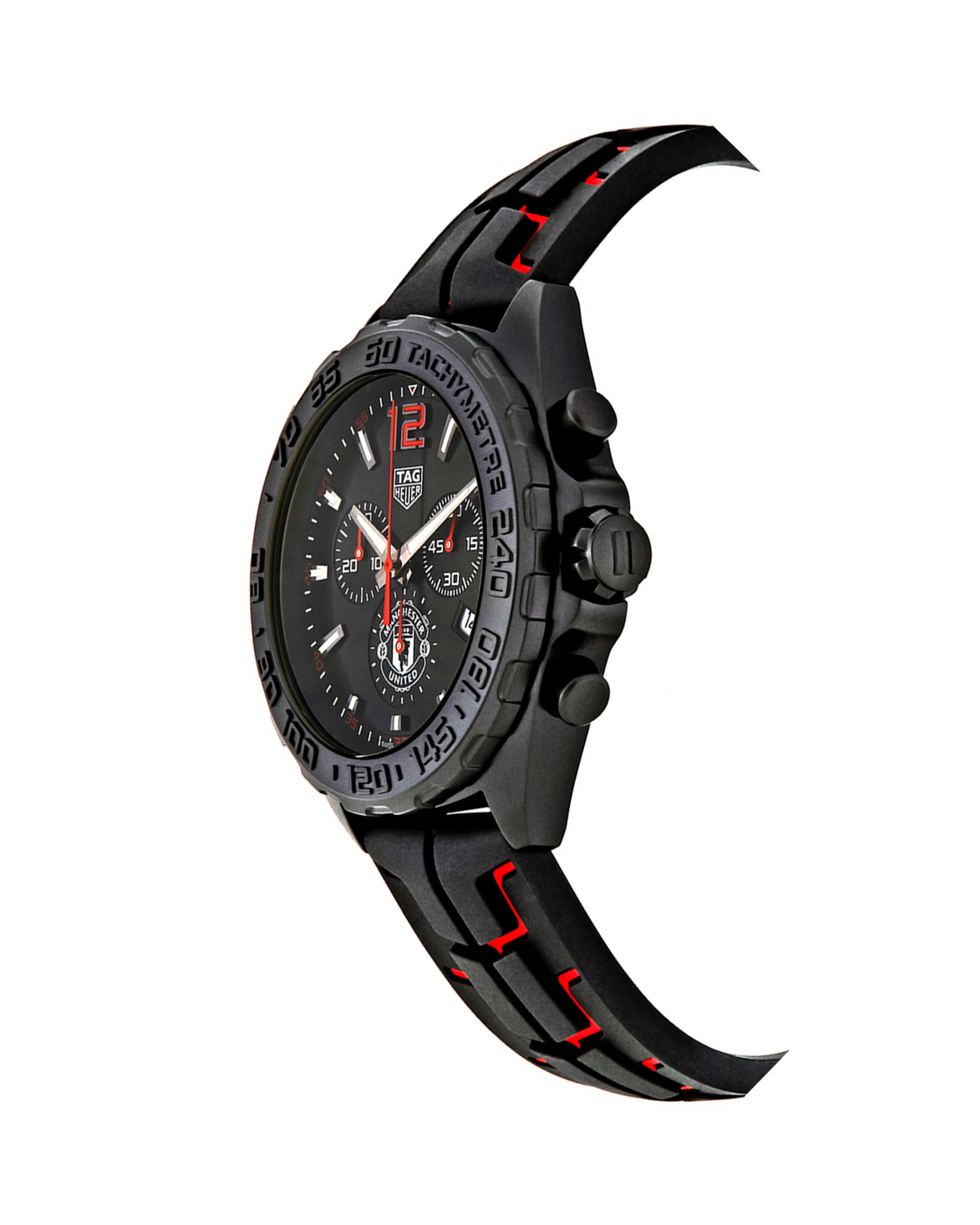 TAG Heuer Formula 1 Manchester United CAZ101J.FT8027 side view, black and red rubber strap