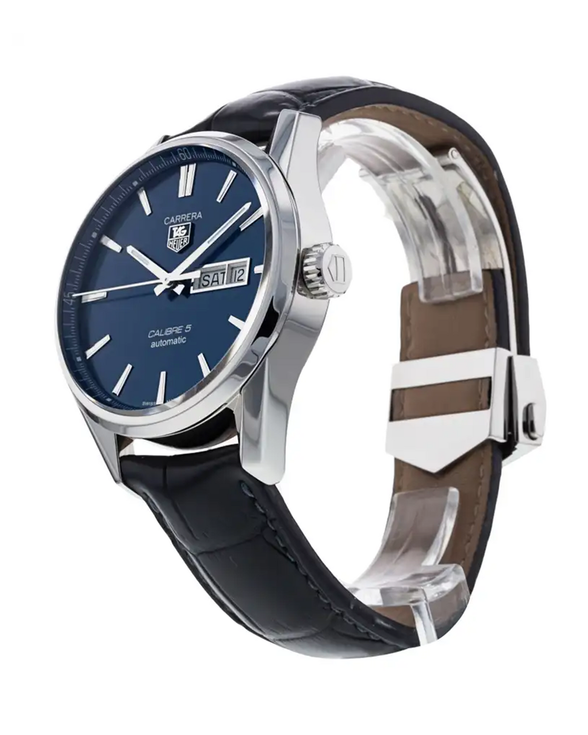 TAG Heuer Carrera Calibre 5 Day-Date WAR201E.FC6292 - brown alligator leather strap detail