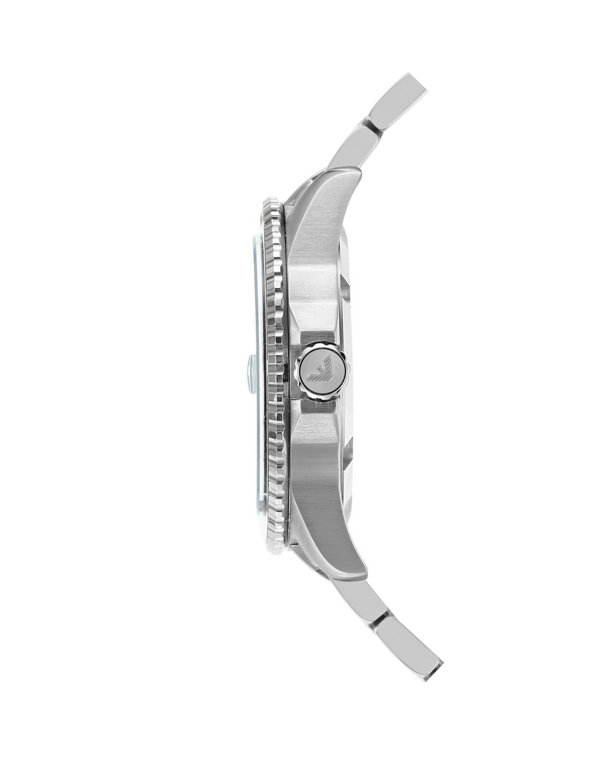 Emporio Armani AR11339 men's stainless steel dive watch with blue dial - side view