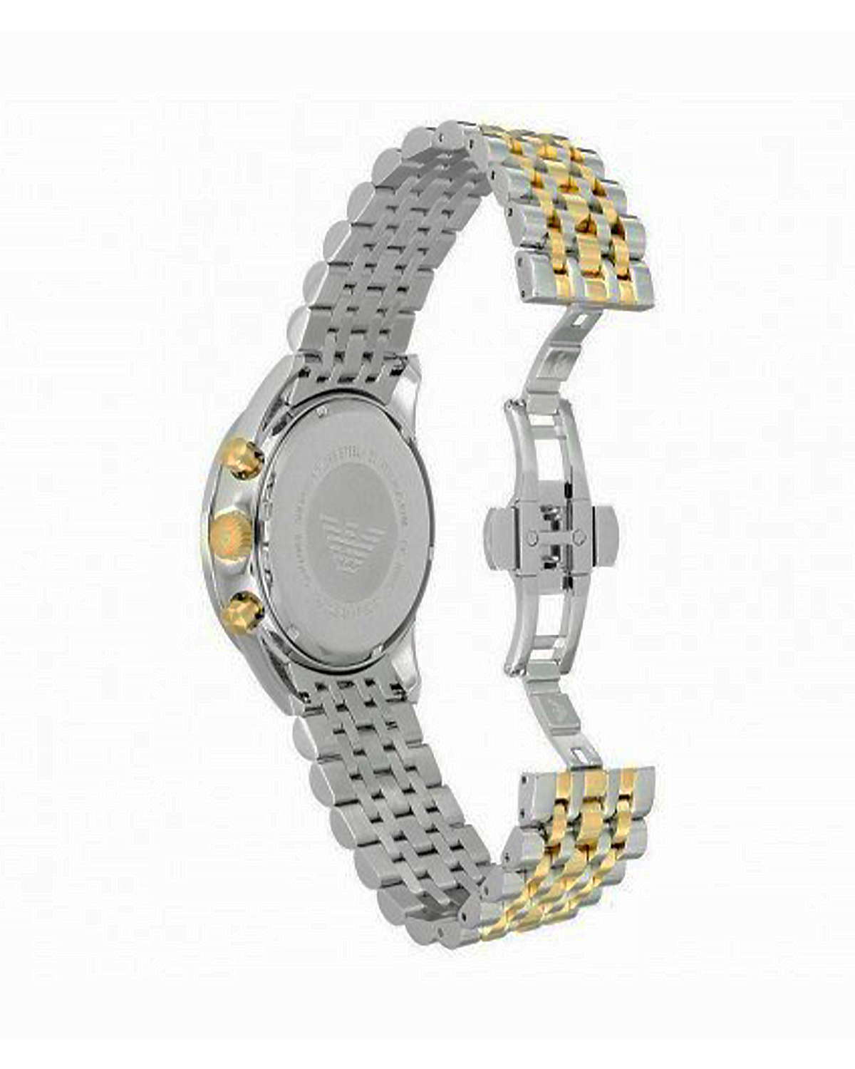 Emporio Armani AR8030 men's watch, 46mm stainless steel case, blue dial, two-tone bracelet
