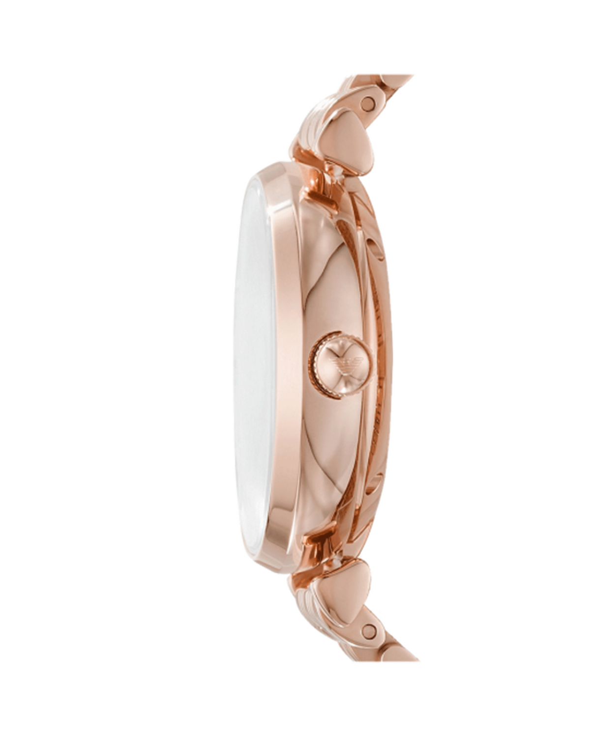 Emporio Armani AR60023 Gianni automatic watch with skeleton sub-dial and rose-gold bracelet — angle view