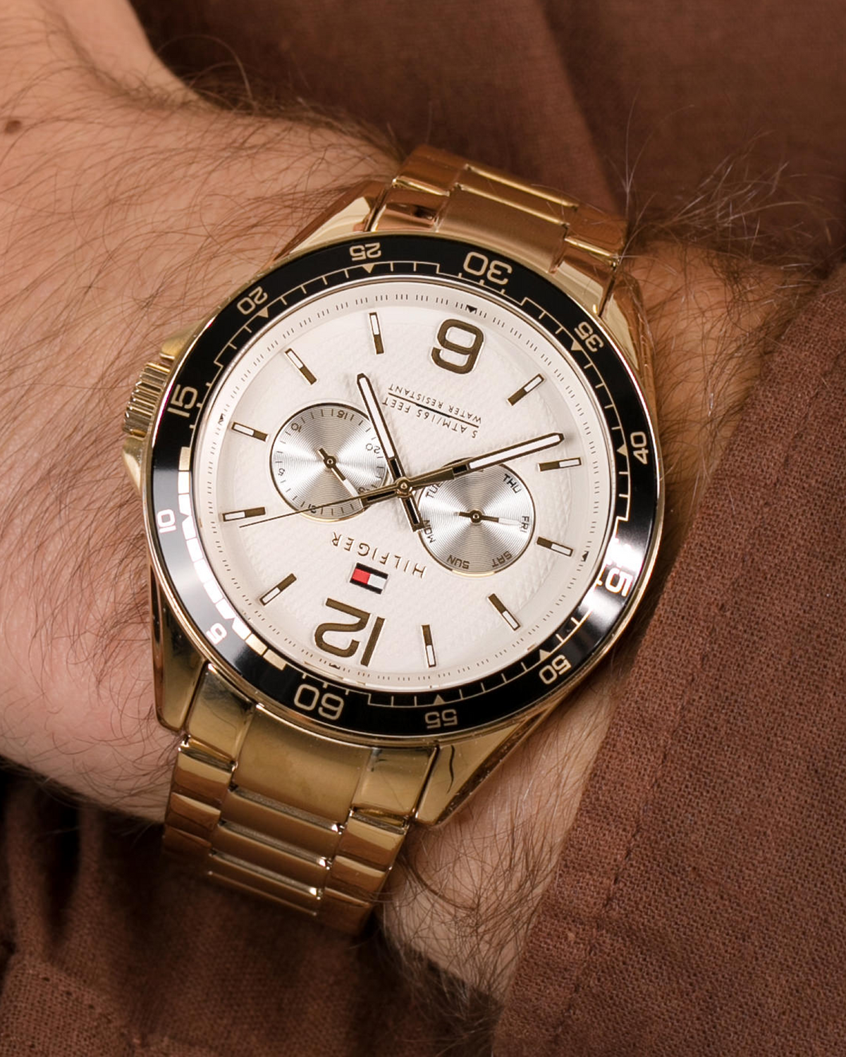 Tommy Hilfiger 1791365 — 46mm gold-tone watch with stainless steel bracelet