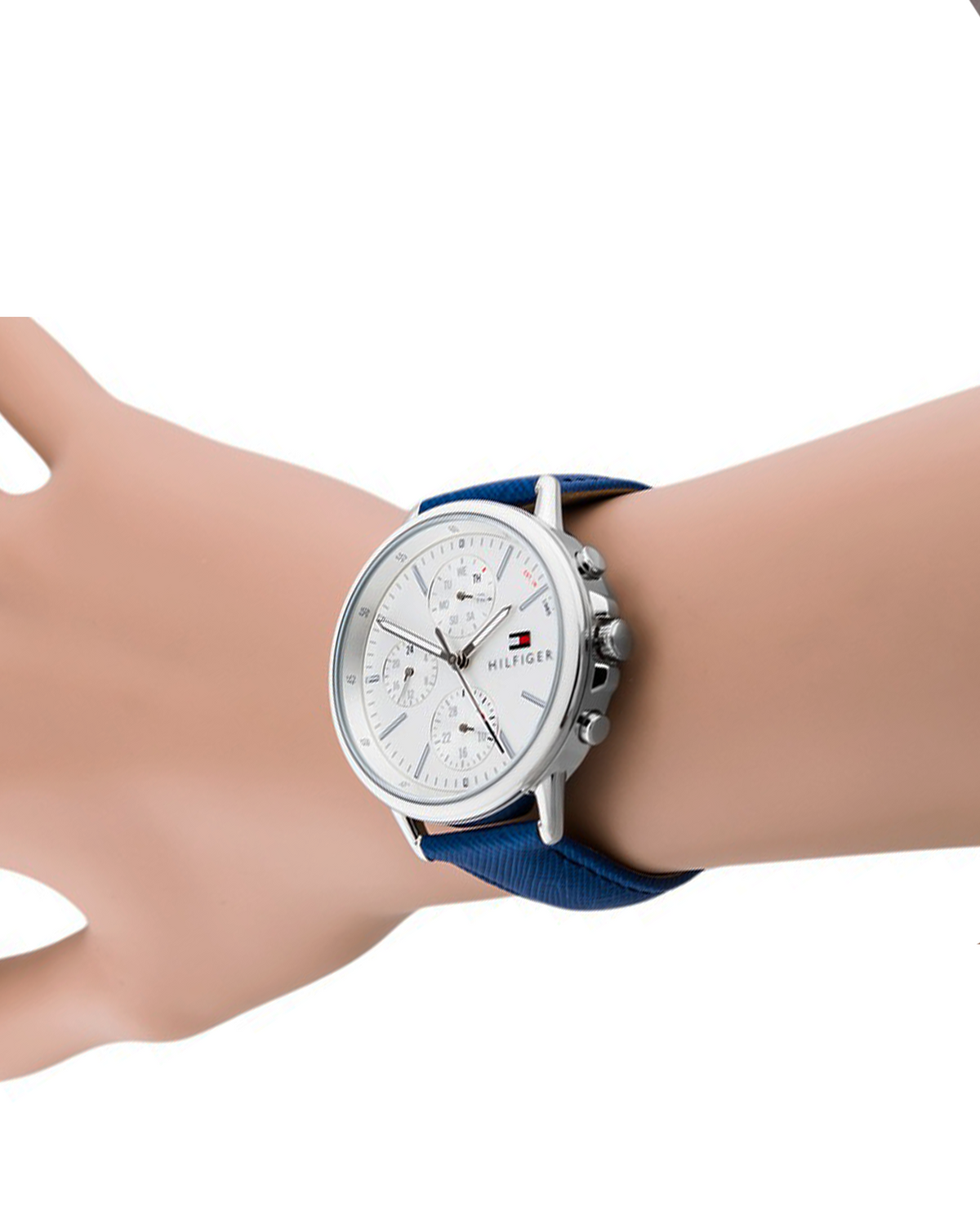 Tommy Hilfiger Carly 1781791 - side profile showing blue leather strap