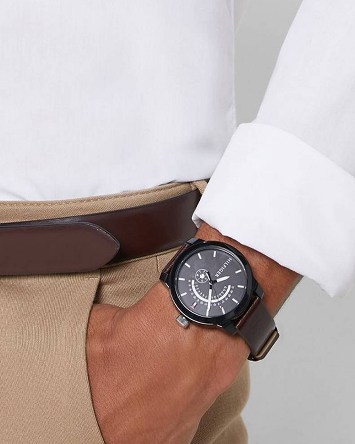 Tommy Hilfiger Denim 1791479 44mm Black Dial Calfskin Leather watch - photo 3