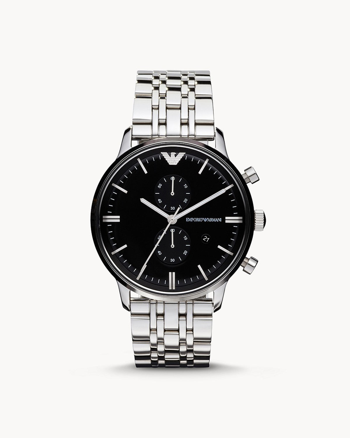 Emporio Armani AR0389 Classic men's stainless steel watch with black dial