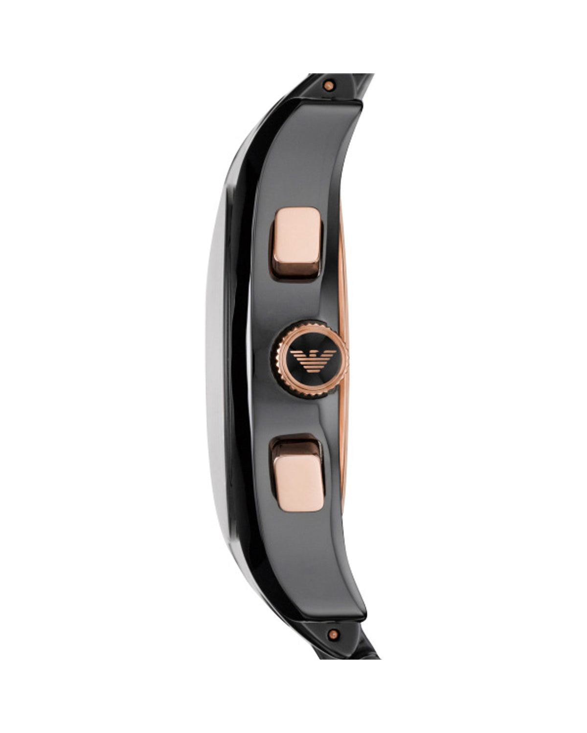 Emporio Armani Ceramica AR1410 black ceramic chronograph watch – side view